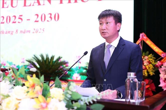 Đồng chí Trần Huy Tuấn, Phó Bí thư Tỉnh ủy, Chủ tịch Ủy ban nhân dân tỉnh Lào Cai phát biểu chỉ đạo Đại hội. Ảnh: Hương Thu - TTXVN