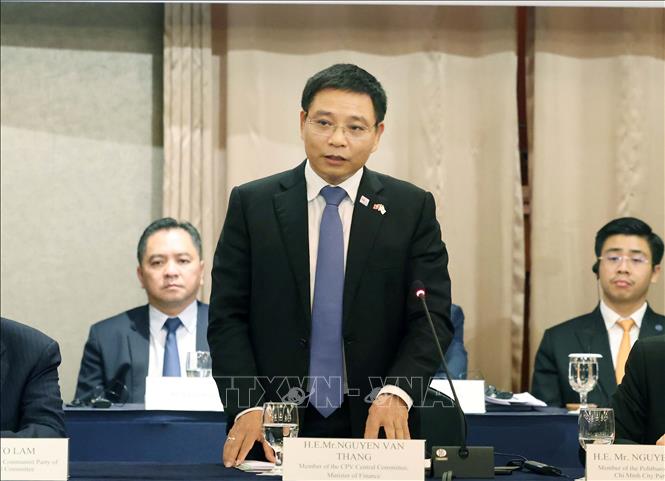 Bộ trưởng Bộ Tài chính Nguyễn Văn Thắng phát biểu. Ảnh: Thống Nhất – TTXVN