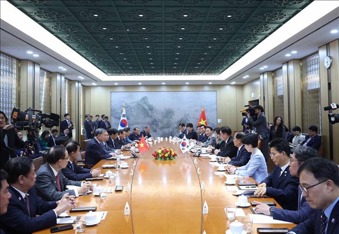 Tổng Bí thư Tô Lâm hội kiến Chủ tịch Quốc hội Hàn Quốc Woo Won Sik. Ảnh: Thống Nhất – TTXVN