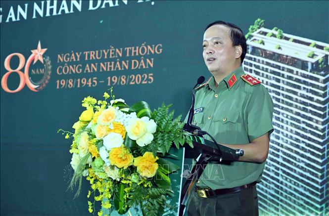 Trung tướng Đặng Hồng Đức, Thứ trưởng Bộ Công an phát biểu. Ảnh: Phạm Kiên - TTXVN