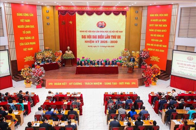 Đại hội đại biểu Đảng bộ Viện Hàn lâm Khoa học xã hội Việt Nam nhiệm kỳ 2025 - 2030. Ảnh: Hoàng Hiếu - TTXVN