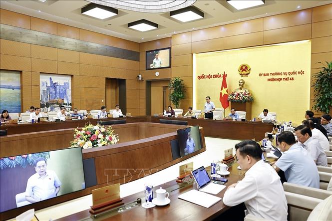 Chủ tịch Quốc hội Trần Thanh Mẫn phát biểu bế mạc Phiên họp thứ 48 của Uỷ ban Thường vụ Quốc hội. Ảnh: Doãn Tấn - TTXVN