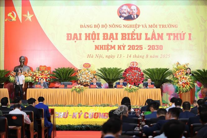 Đại hội đại biểu Đảng bộ Bộ Nông nghiệp và Môi trường nhiệm kỳ 2025 - 2030. Ảnh: Lê Đông - TTXVN