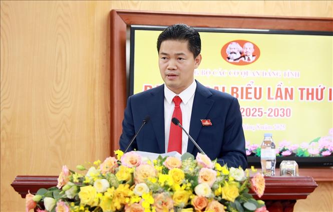 Ủy viên dự khuyết Trung ương Đảng, Phó Bí thư Thường trực Tỉnh ủy, Bí thư Đảng ủy các cơ quan Đảng tỉnh Lai Châu Vũ Mạnh Hà phát biểu khai mạc Đại hội. Ảnh: Quý Trung – TTXVN