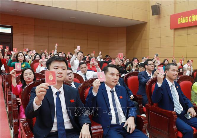 Đại biểu biểu quyết thông qua dự thảo Nghị quyết Đại hội. Ảnh: Tuấn Anh - TTXVN