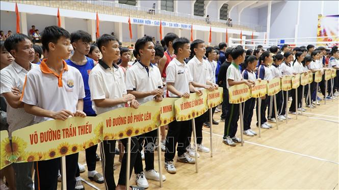 Các võ đường/câu lạc bộ tham dự giải đấu. Ảnh: Đình Quân -TTXVN                               