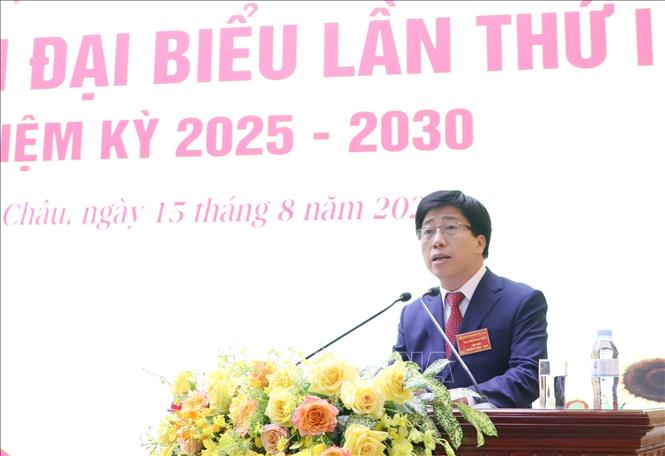 Giám đốc Sở Công Thương tỉnh Lai Châu phát biểu tại Đại hội. Ảnh: Quý Trung – TTXVN