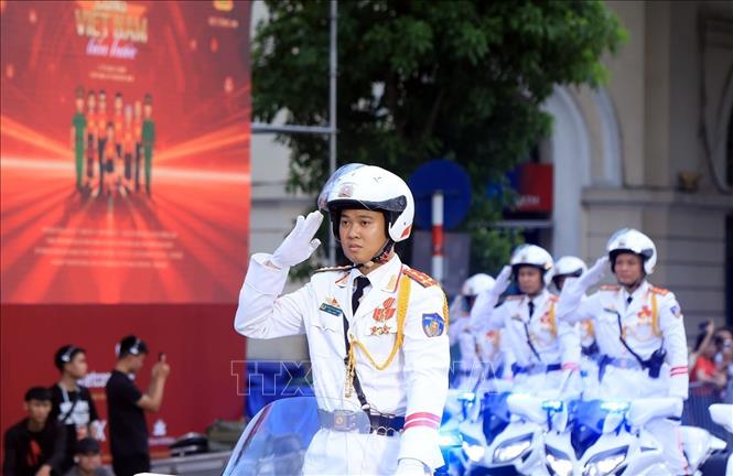 Lễ tổng duyệt trình diễn xe mô tô diễn ra chiều 15/8. Ảnh: Tuấn Anh - TTXVN