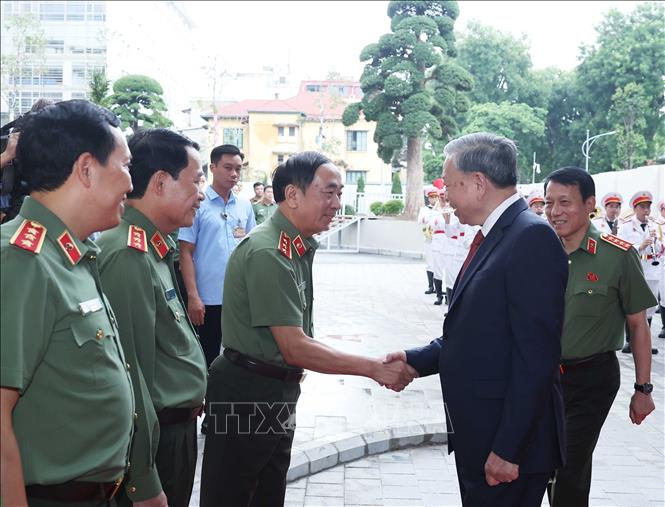 Tổng Bí thư Tô Lâm đến dự Lễ khánh thành công trình Trụ sở Bộ Công an. Ảnh: Thống Nhất-TTXVN