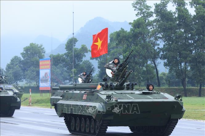 Lực lượng Tăng thiết giáp tại buổi tổng hợp luyện. Ảnh: Tuấn Anh-TTXVN