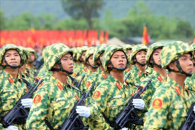 Khối chiến sĩ Phòng hoá. Ảnh: Tuấn Anh - TTXVN