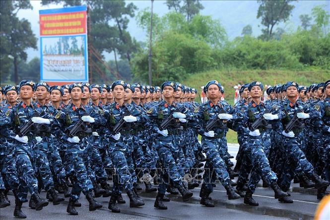 Các khối tổng hợp luyện sáng 16/8. Ảnh: Tuấn Anh - TTXVN