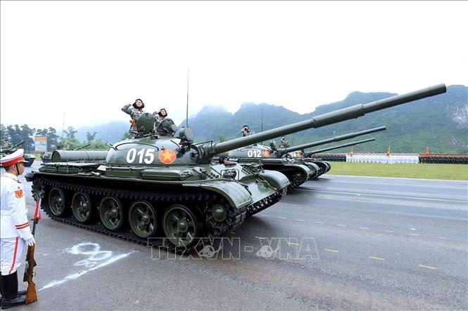 Màn diễu binh của lực lượng Tăng thiết giáp. Ảnh: Tuấn Anh - TTXVN