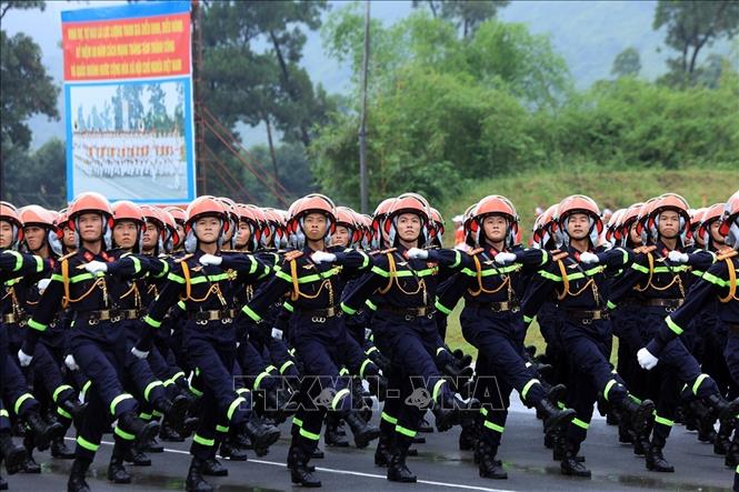 Khối chiến sĩ Cảnh sát Phòng cháy chữa cháy và Cứu nạn, cứu hộ. Ảnh: Tuấn Anh - TTXVN