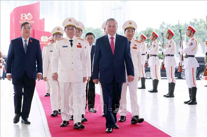 Tổng Bí thư Tô Lâm tới dự buổi lễ. Ảnh: Phạm Kiên - TTXVN