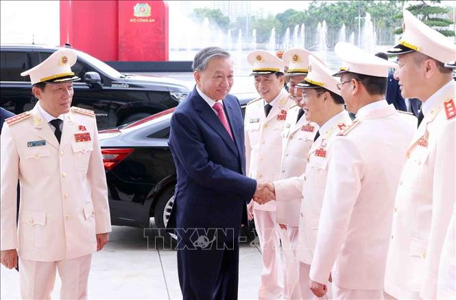 Tổng Bí thư Tô Lâm tới dự buổi lễ. Ảnh: Phạm Kiên - TTXVN