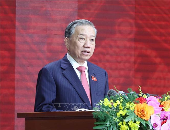 Tổng Bí thư Tô Lâm đọc diễn văn. Ảnh: Thống Nhất-TTXVN