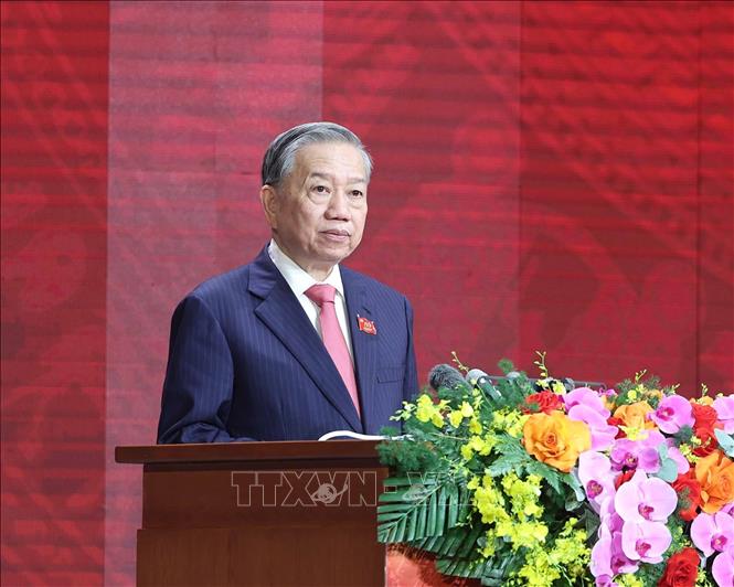Tổng Bí thư Tô Lâm đọc diễn văn. Ảnh: Thống Nhất-TTXVN
