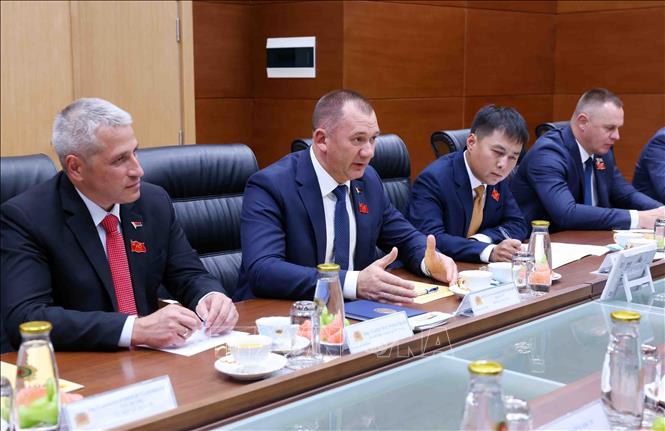 Belarusian Minister of Internal Affairs Ivan Vladimirovich Kubrakov at the talks. VNA Photo: Phạm Kiên