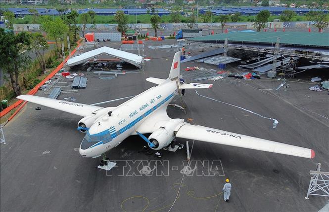 The IL-14 aircraft, numbered VN-C482, donated by the Soviet Government, used for special flights carrying President Ho Chi Minh and other Party and State leaders, is on display at the exhibition “The 80-year Journey of Independence, Freedom, Happiness”. VNA Photo: Quốc Khánh