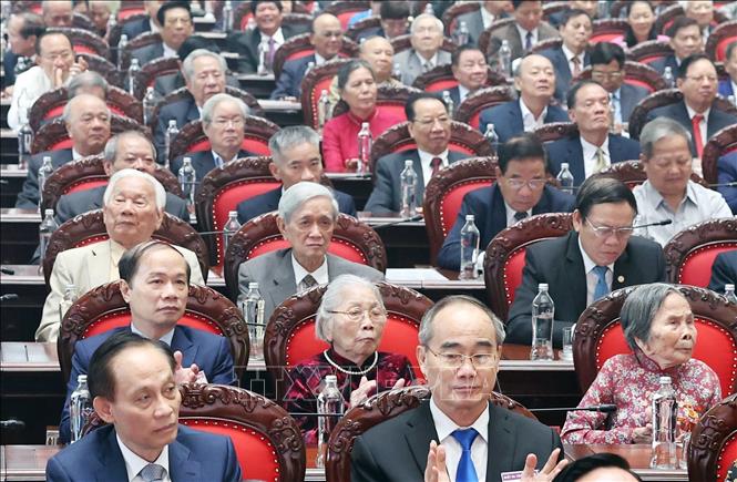 Các đại biểu tham dự buổi gặp mặt. Ảnh: Thống Nhất - TTXVN