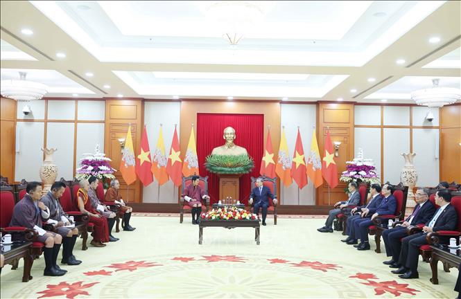 Tổng Bí thư Tô Lâm tiếp Quốc vương Bhutan Jigme Khesar Namgyel Wangchuck. Ảnh: Thống Nhất - TTXVN