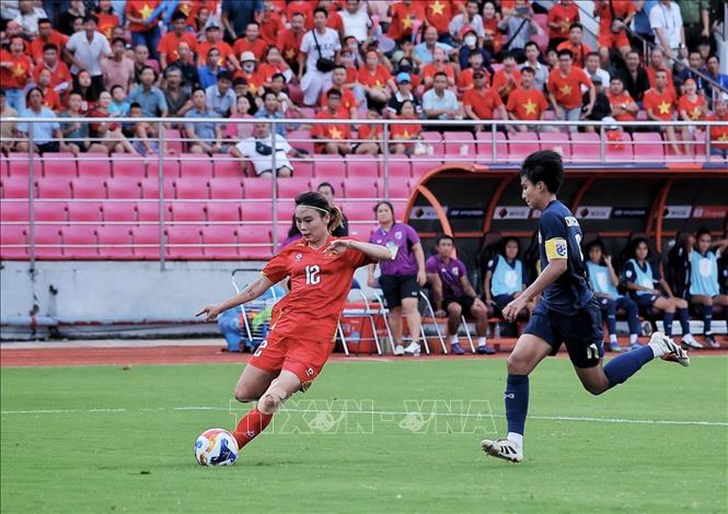 Pha dứt điểm thành bàn của Hải Yến (số 12). Ảnh: Phạm Hậu - TTXVN

