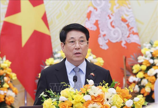 Chủ tịch nước Lương Cường phát biểu chào mừng. Ảnh: Lâm Khánh – TTXVN
