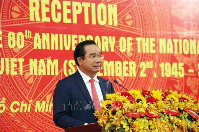 Ông Nguyễn Văn Được, Phó Bí thư Thành ủy, Chủ tịch UBND Thành phố Hồ Chí Minh phát biểu chào mừng. Ảnh: Xuân Khu-TTXVN