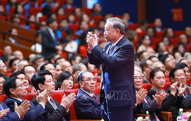 Tổng Bí thư Tô Lâm dự Lễ kỷ niệm 80 năm thành lập Chính phủ. Ảnh: Dương Giang-TTXVN
