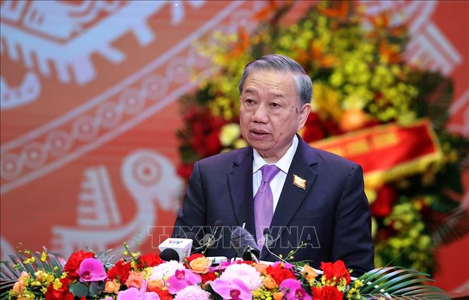 Tổng Bí thư Tô Lâm phát biểu tại Lễ kỷ niệm 80 năm thành lập Chính phủ. Ảnh: Thống Nhất-TTXVN