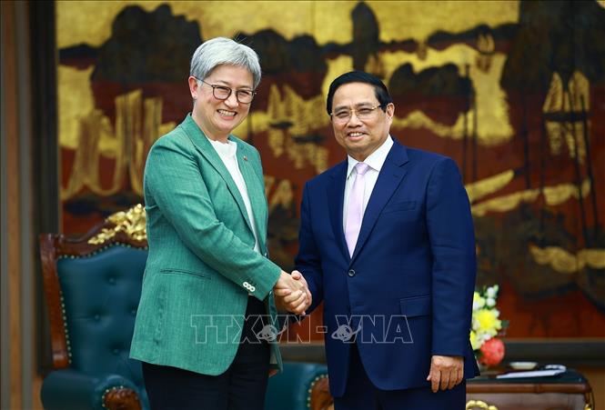Thủ tướng Phạm Minh Chính tiếp Bộ trưởng Ngoại giao Australia Penny Wong. Ảnh: Dương Giang-TTXVN