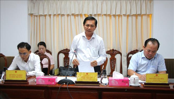 Ông Trần Văn Lâu, Chủ tịch UBND thành phố Cần Thơ phát biểu tại buổi làm việc. Ảnh: Nguyễn Hằng - TTXVN