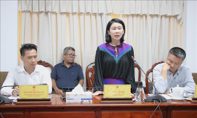 Bà Trần Vân Anh, Giám đốc phát triển dự án tập đoàn Vingroup phát biểu tại buổi làm việc. Ảnh: Nguyễn Hằng - TTXVN