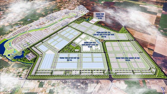 Mô hình khu công nghiệp Bắc Tân Uyên 1 chuyên sâu lĩnh vực cơ khí. Ảnh: Huyền Trang-TTXVN