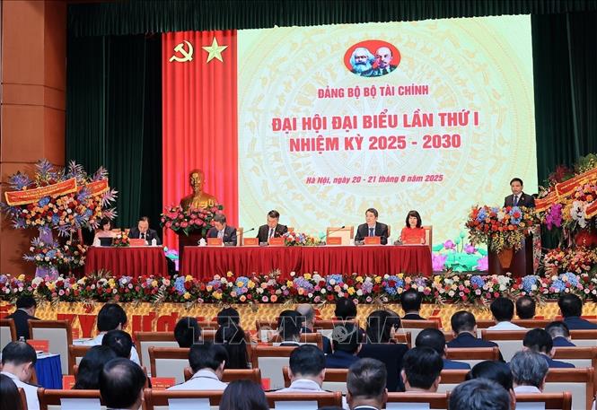 Đại hội đại biểu Đảng bộ Bộ Tài chính lần thứ nhất, nhiệm kỳ 2025 - 2030. Ảnh: Phạm Hậu - TTXVN