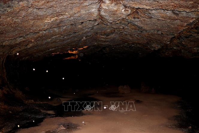 Hang dung nham có nơi cao khoảng 2 mét, rộng 3 - 4 mét. Ảnh: Sỹ Tuyên - TTXVN