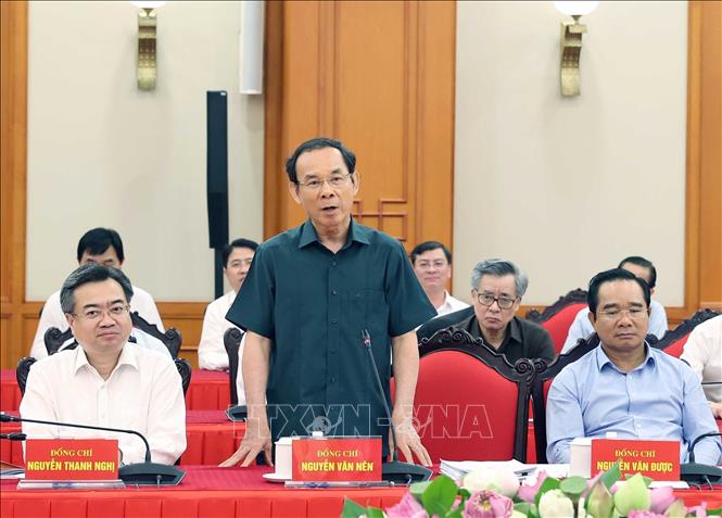 Đồng chí Nguyễn Văn Nên, Ủy viên Bộ Chính trị, Bí thư Thành ủy Thành phố Hồ Chí Minh phát biểu. Ảnh: Thống Nhất – TTXVN