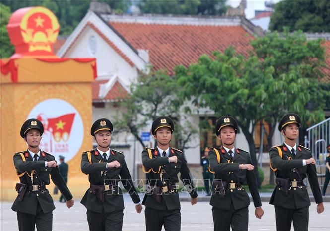 Các khối tập luyện trước Quảng trường Ba Đình. Ảnh: Tuấn Anh - TTXVN