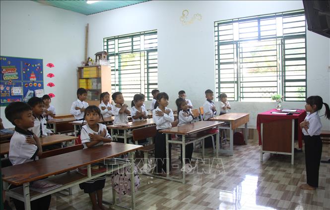 Lớp học tiếng Việt tăng cường của học sinh dân tộc thiểu số xã Bác Ái, tỉnh Khánh Hòa. Ảnh: Phan Sáu - TTXVN