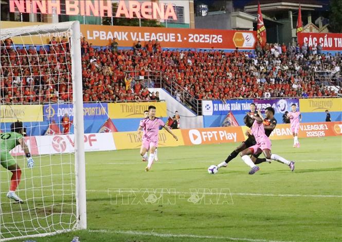 Các ngoại binh của Ninh Bình FC có trận đấu xuất sắc. Ảnh: Đức Phương - TTXVN