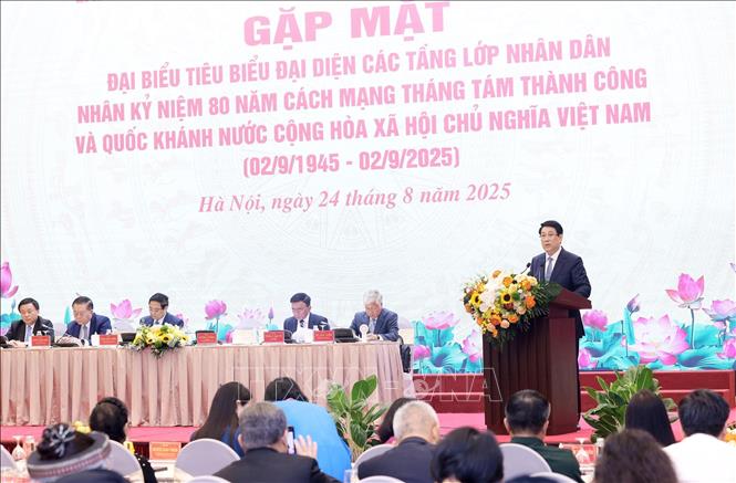 Chủ tịch nước Lương Cường phát biểu. Ảnh: Lâm Khánh - TTXVN