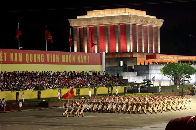 Khối nữ Cảnh sát giao thông. Ảnh: Tuấn Anh - TTXVN