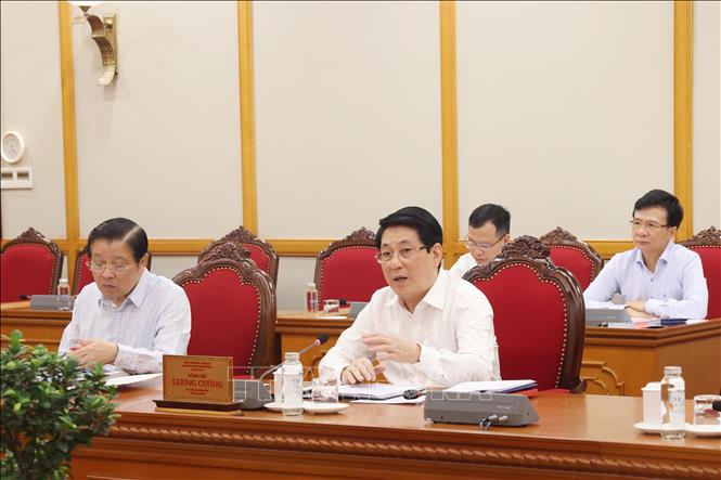 Đồng chí Lương Cường, Uỷ viên Bộ Chính trị, Chủ tịch nước phát biểu chỉ đạo. Ảnh: Lâm Khánh - TTXVN