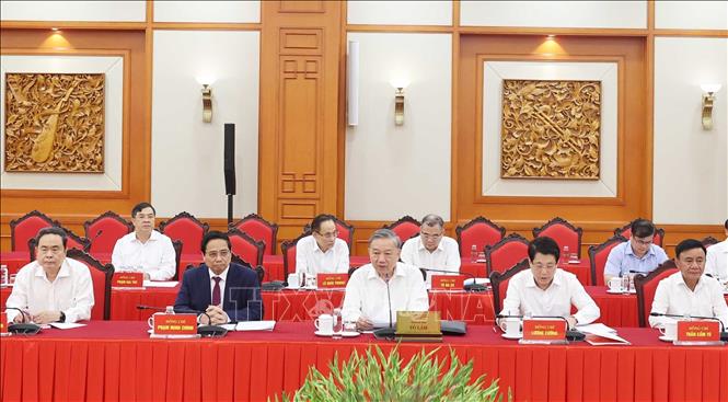 Tổng Bí thư Tô Lâm, Bí thư Quân uỷ Trung ương phát biểu. Ảnh: Thống Nhất - TTXVN