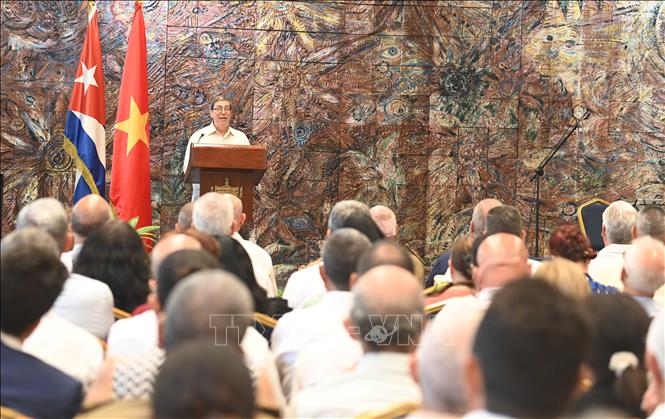Bộ trưởng Ngoại giao Cuba Bruno Rodríguez Parrilla nhấn mạnh tình cảm gắn bó keo sơn Cuba-Việt Nam. Ảnh: Việt Hùng-P/v TTXVN tại Cuba