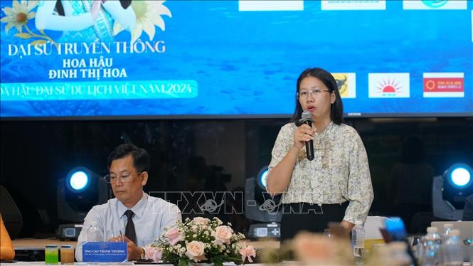 Phó Giám đốc Sở Văn hóa Thể thao và Du lịch Huỳnh Thị Anh Thảo phát biểu tại buổi họp báo. Ảnh: Sỹ Thắng - TTXVN                       