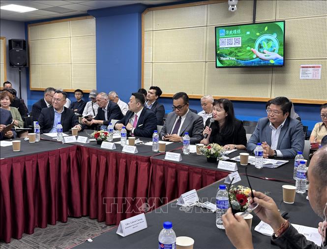 Bà Cao Thị Phi Vân, Phó Giám đốc Trung tâm Xúc tiến Đầu tư và Thương mại Thành phố Hồ Chí Minh điều hành thảo luận của các doanh nghiệp tại hội thảo. Ảnh: Viên Luyến - PV TTXVN tại Malaysia

