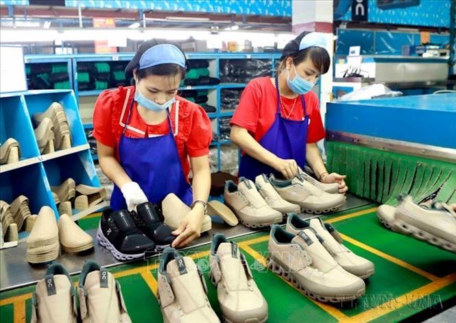 Việt Nam xuất khẩu sang New Zealand gồm các sản phẩm điện thoại các loại và linh kiện, máy vi tính, sản phẩm điện tử và linh kiện, thủy sản, hạt điều, giày dép. Trong ảnh: Sản xuất giày xuất khẩu tại Công ty giầy Phúc Yên (Vĩnh Phúc). Ảnh: Hoàng Hùng - TTXVN