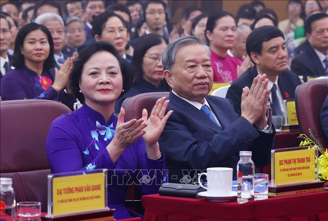 Tổng Bí thư Tô Lâm dự Lễ kỷ niệm 80 năm Ngày thành lập Bộ Nội Vụ và Đại hội Thi đua yêu nước lần thứ Nhất. Ảnh: Văn Điệp – TTXVN